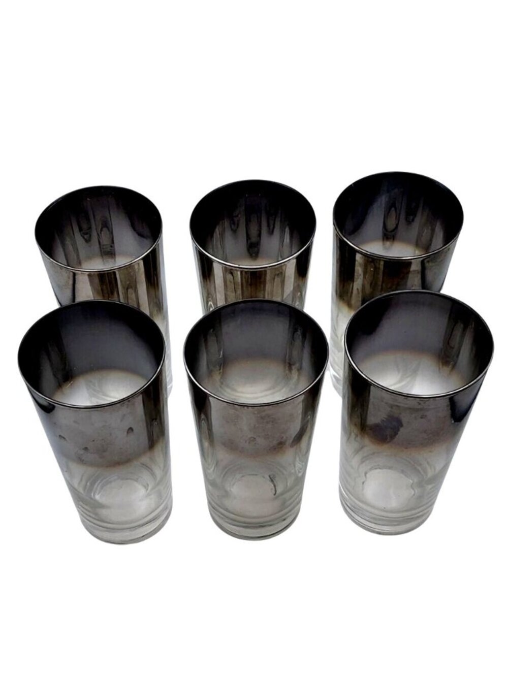 Vintage MCM Silver Mercury Fade Highball Tom Collins Tumblers Ombre Set Of 6 - Picture 2 of 6